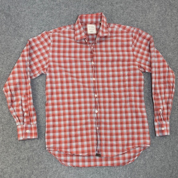 Billy Reid Other - Billy Reid Mens Medium Red Blue Plaid Long Sleeve Button Down Cotton Shirt